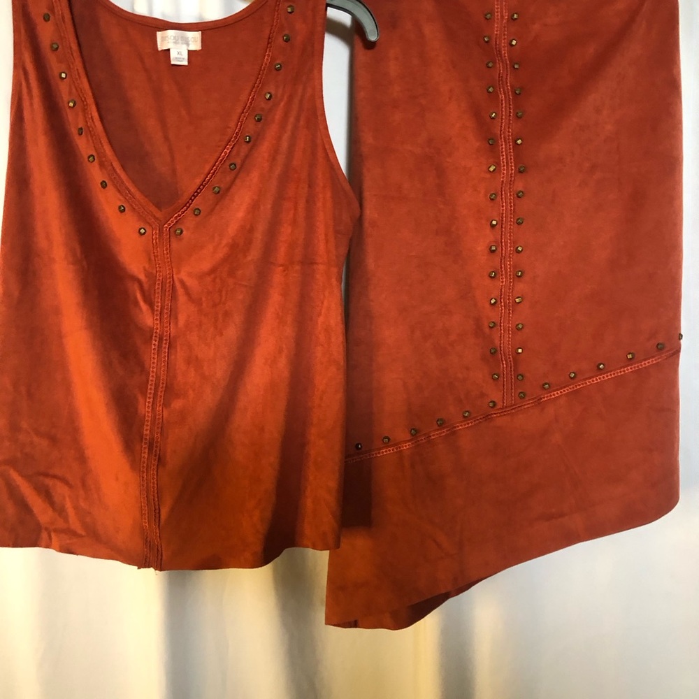 Rust Sleeveless Top and Skirt Set